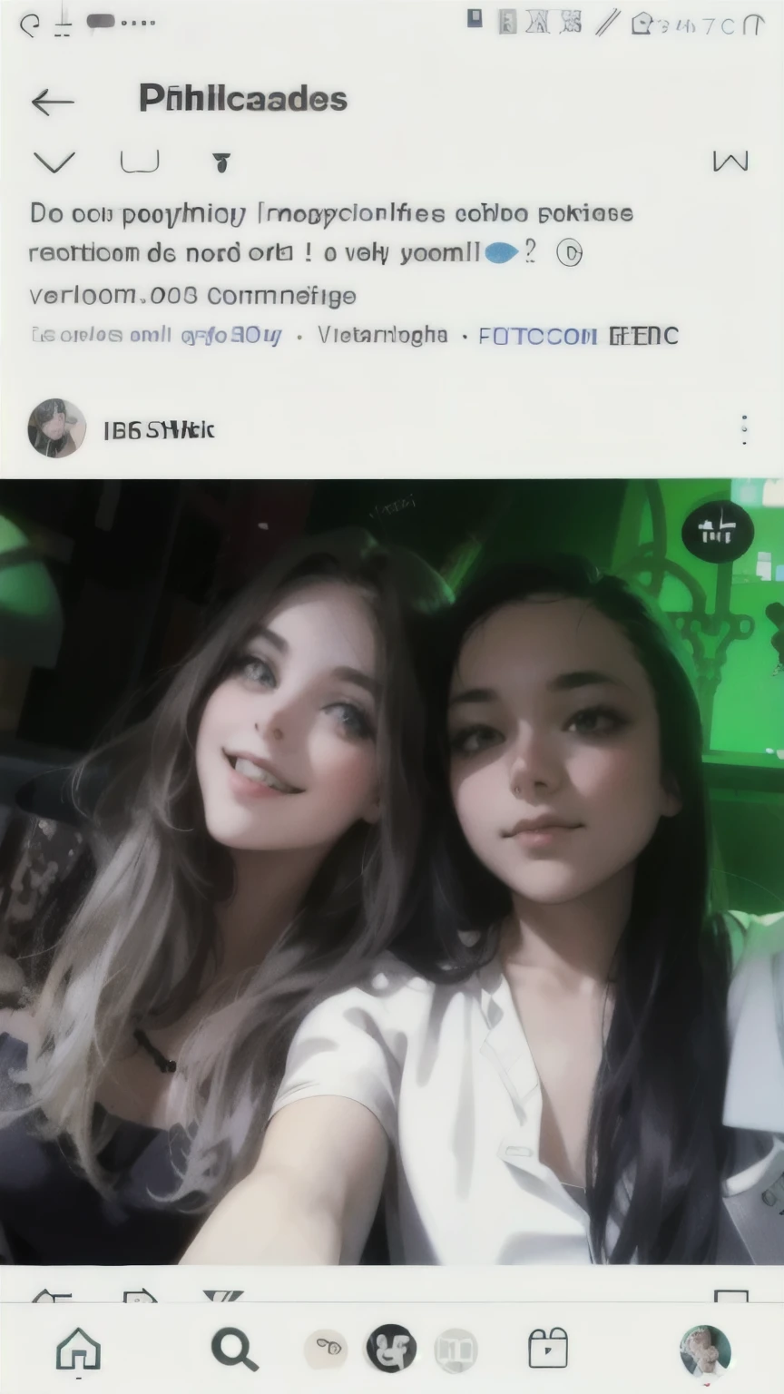 two women are taking a selfie in a bar with green light, looks like fabiula nascimento, ela tem 2 3, 🇺🇦, by Felipe Seade, imagens, 🔞🤡, imagem de qualidade muito baixa, face like exposed ester, foto de baixa qualidade, 🐿🍸🍋, 👅 👅, instagram, selfie no instagram