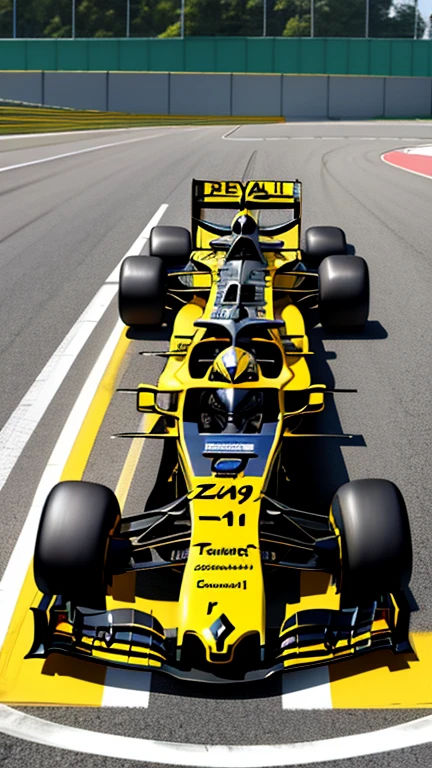 Renault F1 Car, Yellow, Without Driver, Car Only, "14" on the car, Anime style