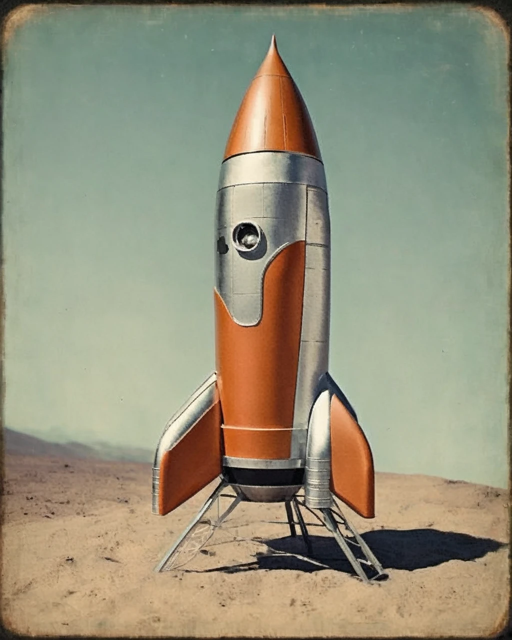 retro_foguete, Retro vintage space rocket