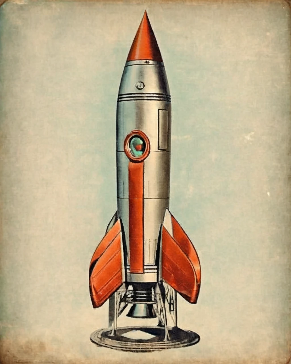 retro_foguete, Retro vintage space rocket