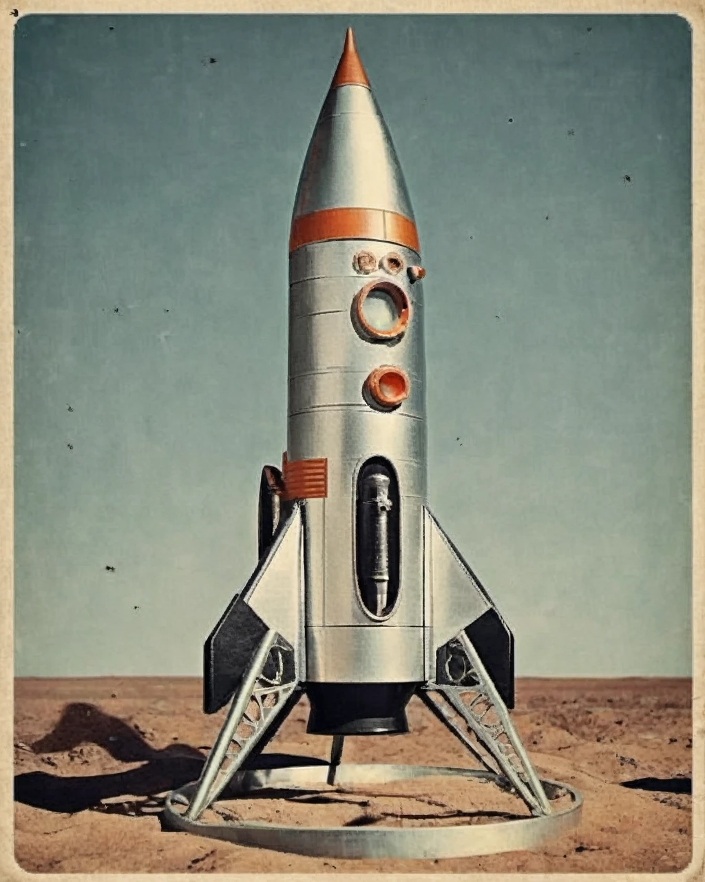 retro_foguete, Retro vintage space rocket