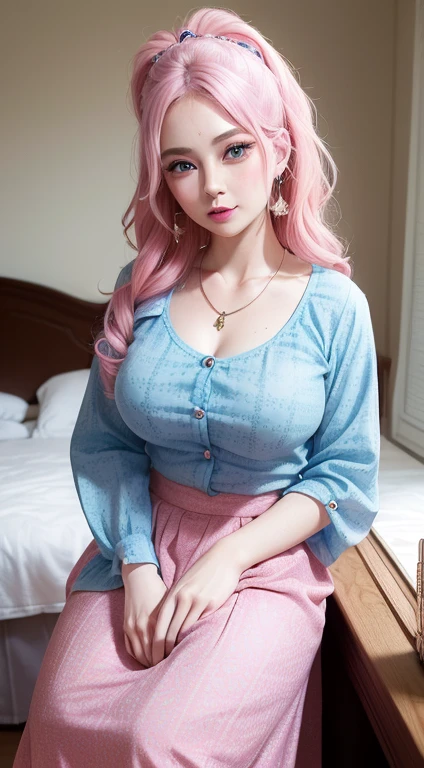 masterpiece, best quality, absurdres, illustration, 8k, perfect shadows,perfect lighting,hdr, ambient lighting,realistic, ultra-realistic, cowboy shot, Photo realistic,(hyperrealistic:1)textured skin,shiny skin,skindentation, beautiful body, (blush:1.2) kaede hozuki, 1girl, blue hair, gyaru, hair between eyes, hair ornament, hair scrunchie, large breasts, multicolored hair, pink eyes, pink hair, side ponytail, sidelocks, two-tone hair, yellow scrunchie (wearing black skirt, cleavage, collarbone, dress shirt, pleated skirt, shirt, polka dot red shirt tucked in, skirt, thigh gap, polka dot red shirt,) ( large breasts,hourglass body, thin waist,very slim waist)extremely detailed face,detailed eye makeup, detail face, nice detailed eyes,nice hands, perfect hands, (realistic pupils,realistic defined body features,toned midriff,skinny waist,thin waist,(abs:0.8),squatting,squat,stretched( spread legs:1.2), arm support, cameltoe, eyes open, eyes closed, printed shirt
