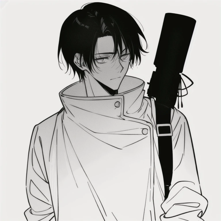 a drawing of a man with a gun in his hand, levi ackerman, kentaro miura manga style, kentaro miura manga art style, manga style of kentaro miura, tsutomu nihei style, ( ( ( yoshinari yoh ) ) ), handsome guy in demon slayer art, tsurumaki kazuya