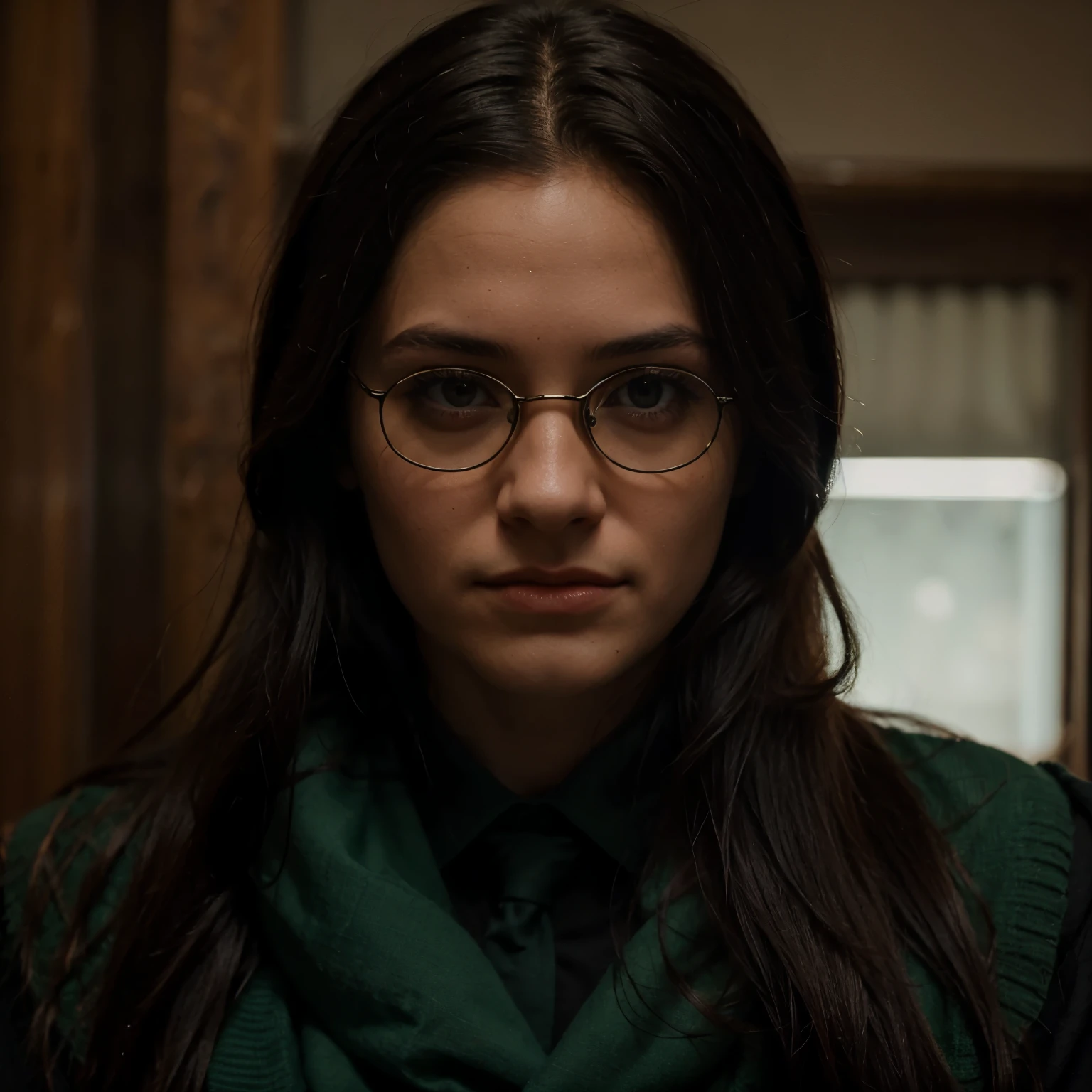 James Potter abrazando a una chica pelinegra de ojos azules de la casa de Slytherin