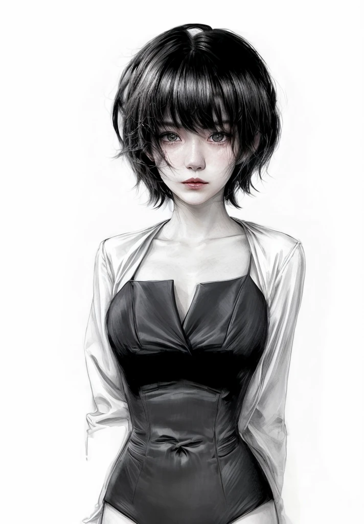1girl short hair with suit