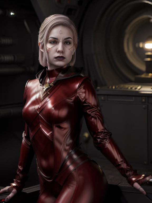 NightsisterMerrin, realistic, 1girl, best quality, dynamic lighting, highly detailed, 8k, science fiction, looking at viewer, pale skin latex
