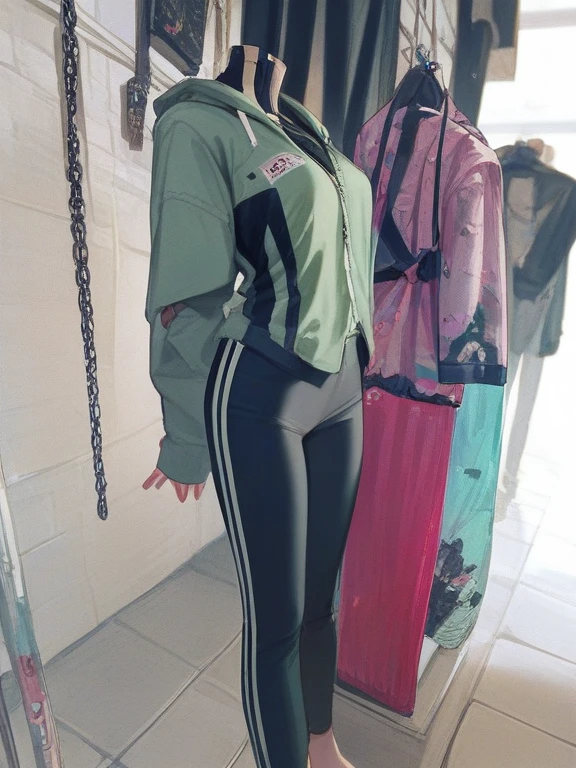 (score_9,score_8_up,score_7_up,),1girl,looking at the viewer, pretty, solo,green clothes, detailed ,two feet,