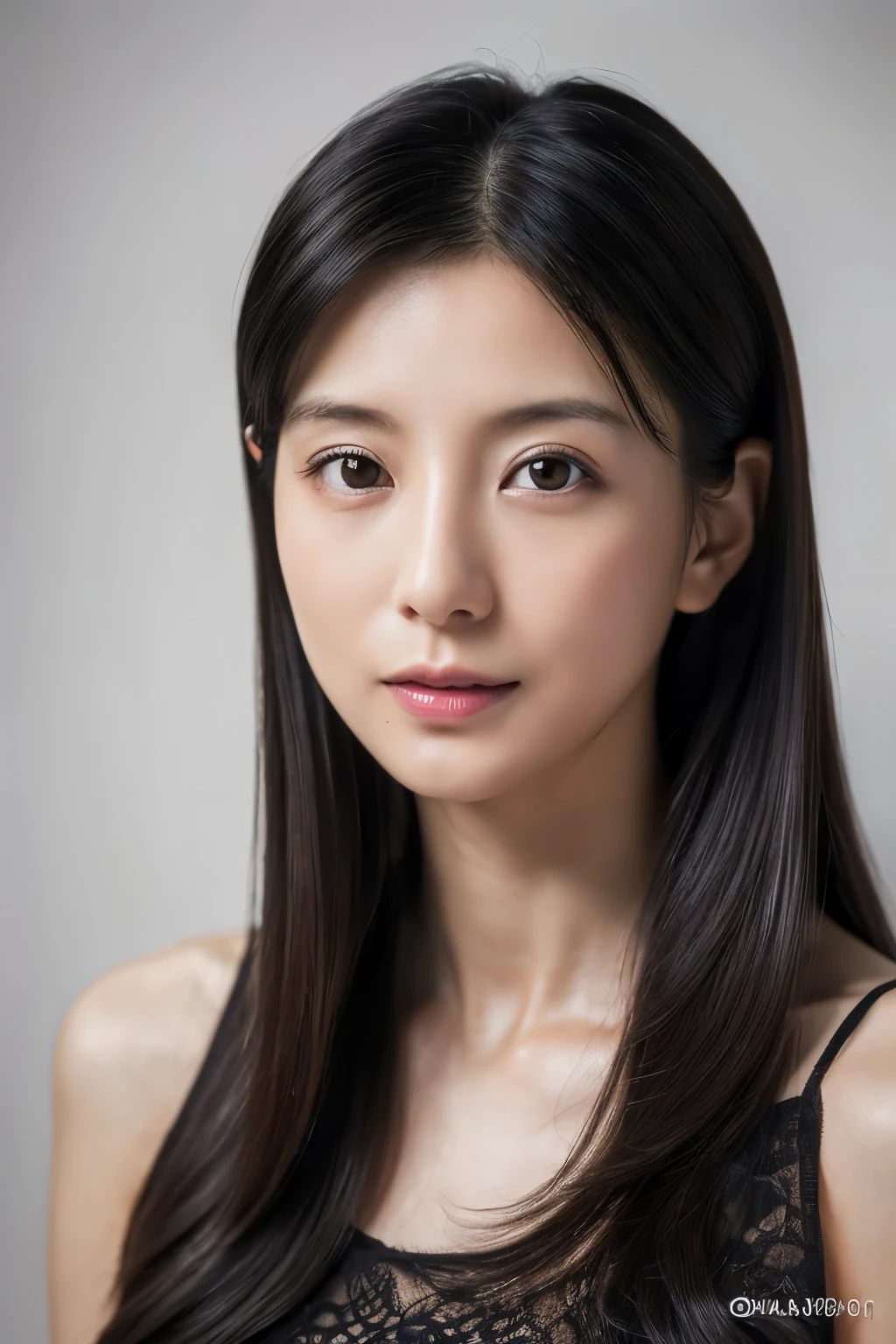 (masterpiece:1.3), (Photorealsitic, Raw photography, top-quality: 1.4), Skinny Japanese woman, 30 years old, (1girl in), (Lifelike face), detailed face, detailed eyes, (A dark-haired, Long hair:1.3), (real looking skin), (silver camisole), Ultra high resolution, A hyper-realistic, high-detail, 