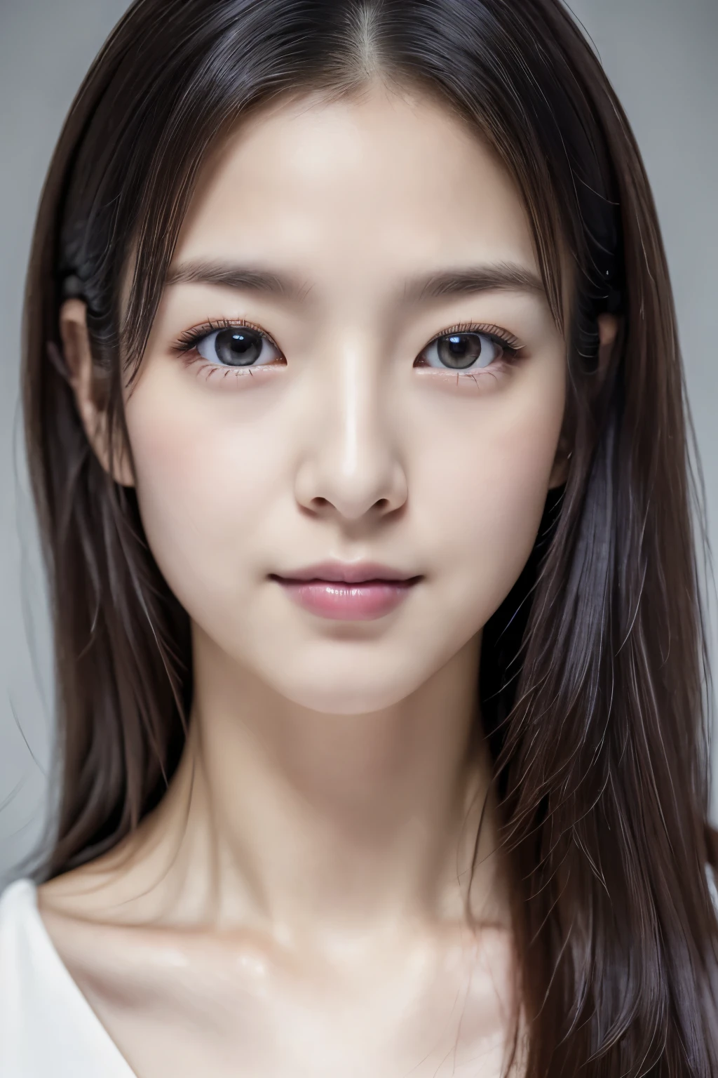 (masterpiece:1.3), (Photorealsitic, Raw photography, top-quality: 1.4), Skinny Japanese woman, 30 years old, (1girl in), (Lifelike face), detailed face, detailed eyes, (A dark-haired, Long hair:1.3), (real looking skin), (silver camisole), Ultra high resolution, A hyper-realistic, high-detail, 