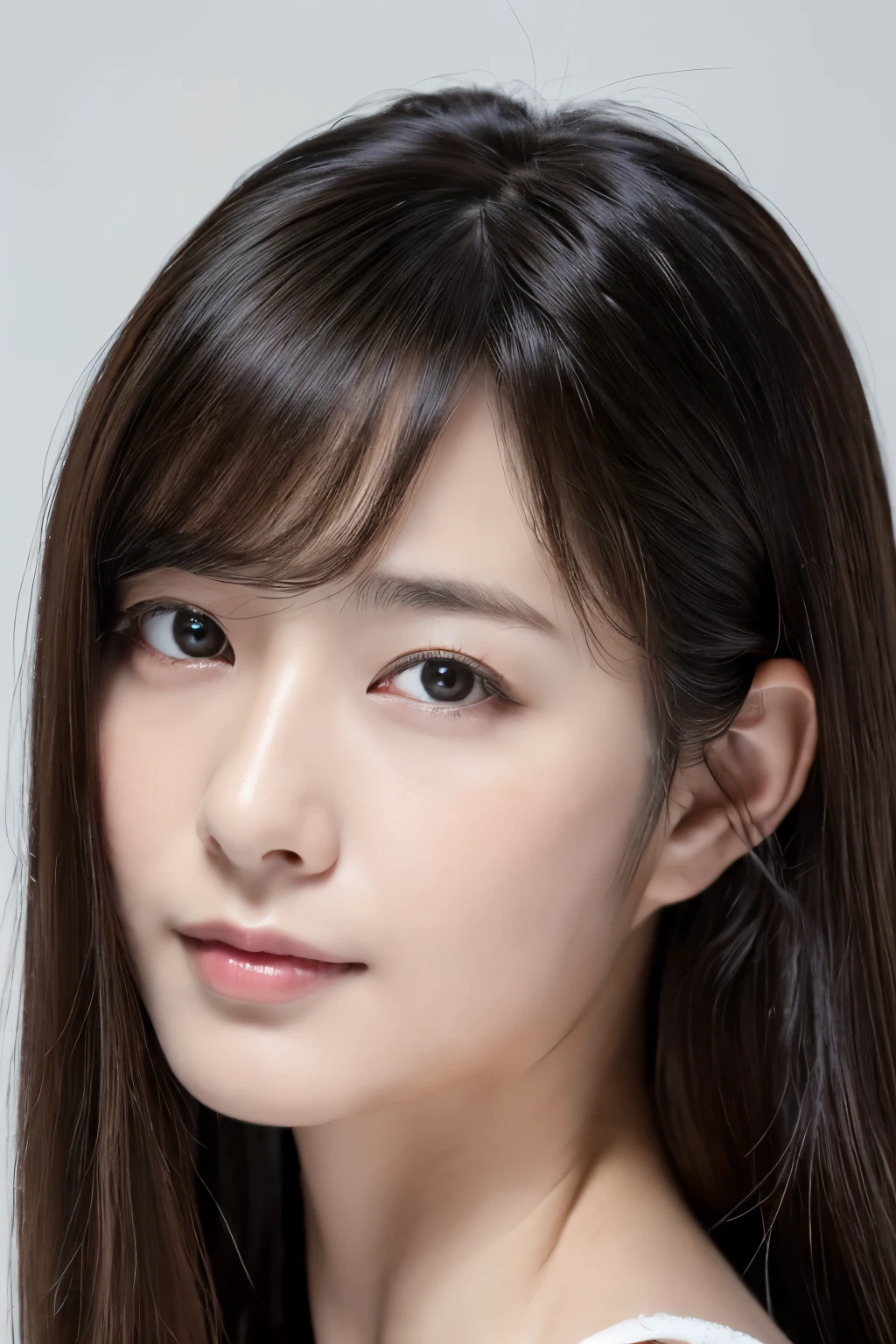 (masterpiece:1.3), (Photorealsitic, Raw photography, top-quality: 1.4), Skinny Japanese woman, 30 years old, (1girl in), (Lifelike face), detailed face, detailed eyes, (A dark-haired, Long hair:1.3), (real looking skin), (silver camisole), Ultra high resolution, A hyper-realistic, high-detail, 