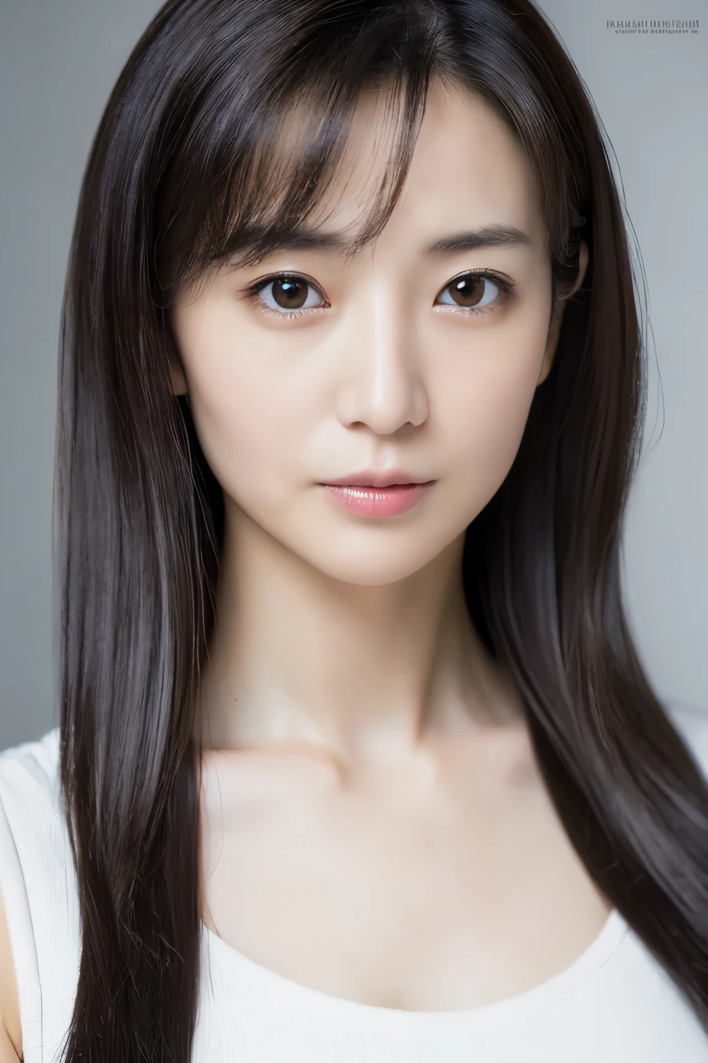 (masterpiece:1.3), (Photorealsitic, Raw photography, top-quality: 1.4), Skinny Japanese woman, 30 years old, (1girl in), (Lifelike face), detailed face, detailed eyes, (A dark-haired, Long hair:1.3), (real looking skin), (silver camisole), Ultra high resolution, A hyper-realistic, high-detail,