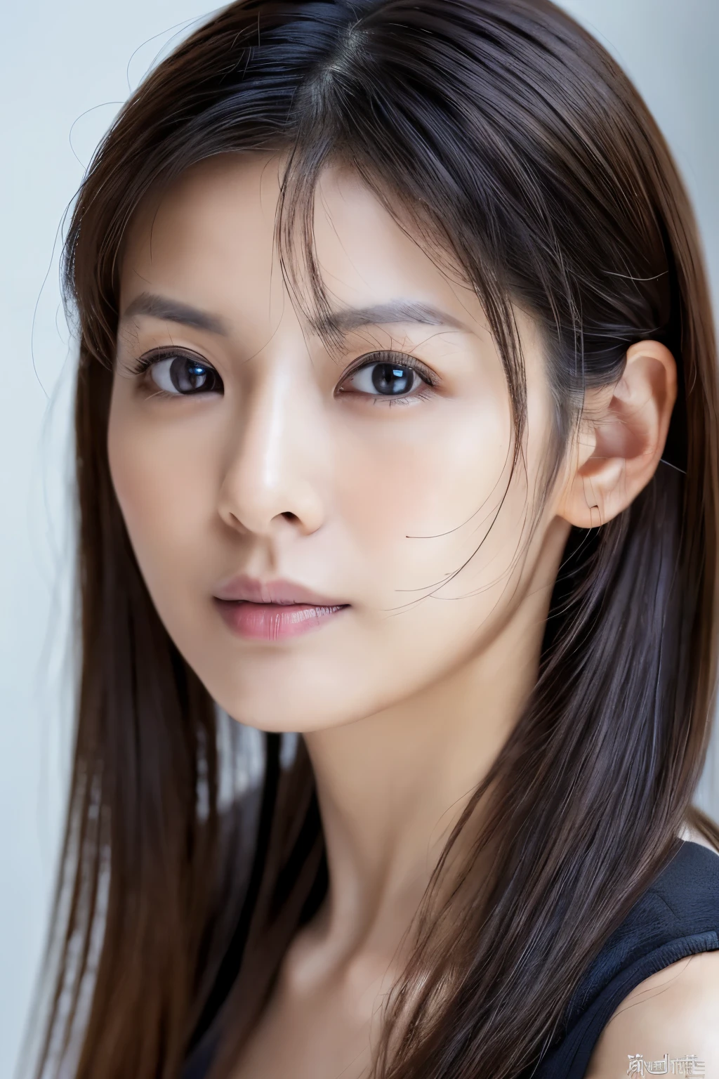 (masterpiece:1.3), (Photorealsitic, Raw photography, top-quality: 1.4), Skinny Japanese woman, 30 years old, (1girl in), (Lifelike face), detailed face, detailed eyes, (A dark-haired, Long hair:1.3), (real looking skin), (silver camisole), Ultra high resolution, A hyper-realistic, high-detail, 