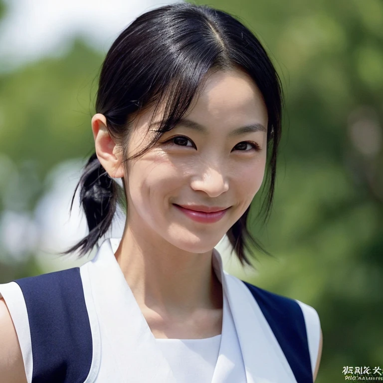 A strong and focused woman, It's long, Black hair tied in a ponytail, Located in the middle of a quiet forest. Her brown eyes, Sharp and intense, Fixed at a distant, invisible point. Her short bob, framing her face, It adds to her mysterious and enigmatic aura.. Her upper body is zoomed in in this high-resolution depiction., Showing off toned muscles. must-have, Or traditional Chinese martial arts uniforms, Stick tightly to her body.
Sudden, She broke the silence、I opened my eyes, And she signals to the viewer a broader perspective., confident smile.