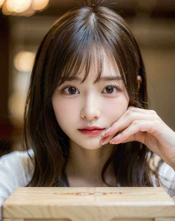 highest quality, face focus, soft light, ultra high resolution, (realistic:1.4), Raw photo,
1 japanese girl, alone, cute, (pupil, light in the eyes), detailed beautiful face, (small box),(High resolution details of human skin texture),
(long hair),
indoor,
damask shirt dress,
(portrait)