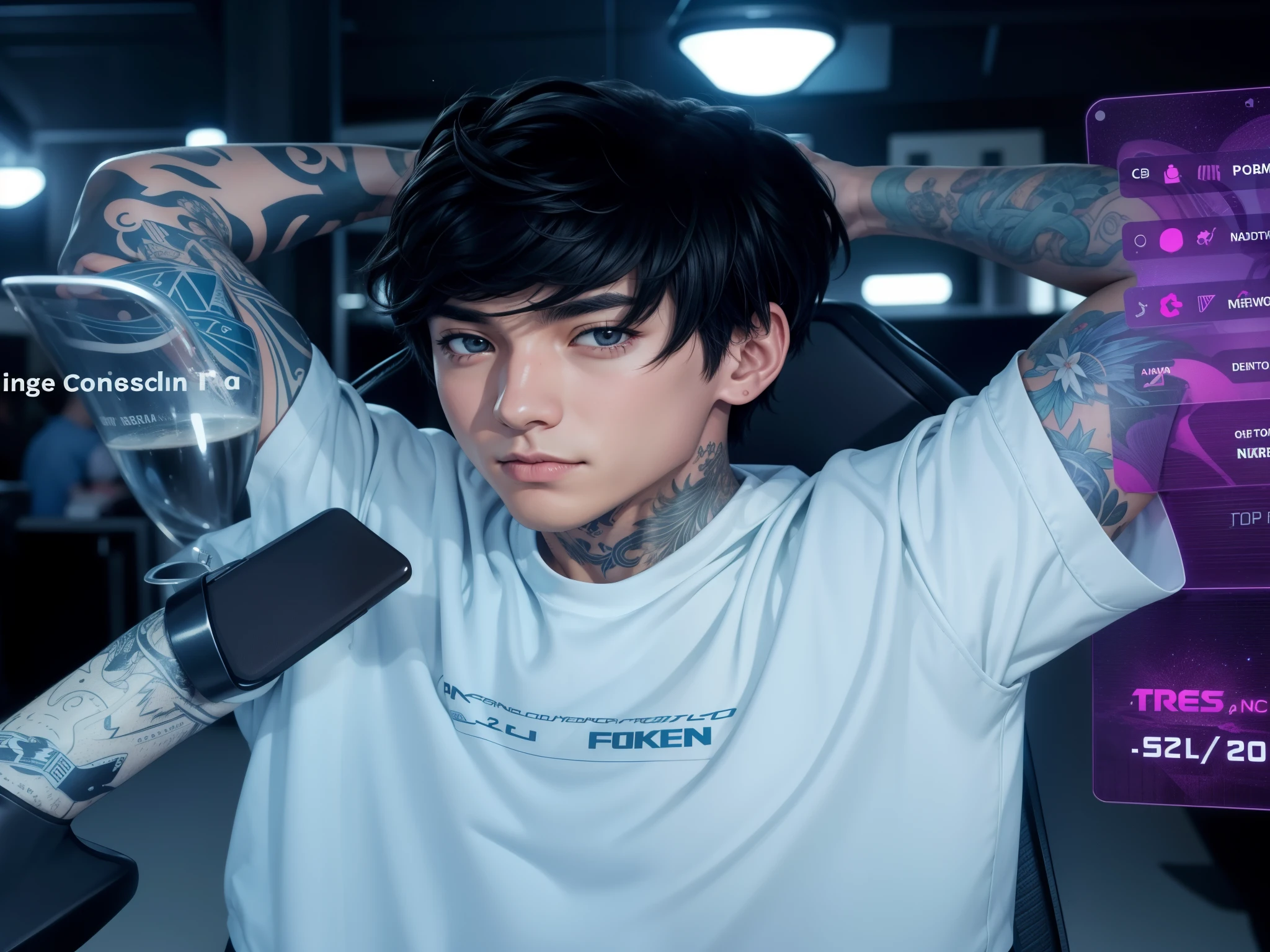 hay un hombre con tatuajes sosteniendo una patineta en sus manos, contraction serpentine / jugador ludwig, contraction serpentine, transmission in nervous contraction, suave en _ el fondo, foto de perfil 1024px, cuchilla del grupo de drenaje, jungkook, taken in the early 2020s, Antón Fadeev 8K, gamer aesthetic, tomada en 2022, korean boy face boy kpop boy jimin