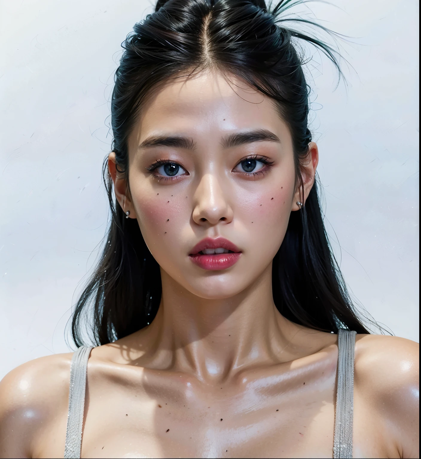 Arafierte Frau mit langen schwarzen Haaren und einer hellbraunen Bluse, Jennie Pink Schwarz, jaeyeon nam, heonhwa choe, seson yoon, Jinyoung Shin, Quacksalber, jung, Lee Ji - Eun, Lee Ji-eun, Gongbi, asiatische Merkmale, Taejune Kim, beautiful South Korean woman, Young adorable korean face, Kim Hyun Joo, Blackpink Jennie, green blue eyes