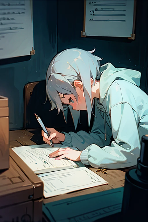 lofi girl writing