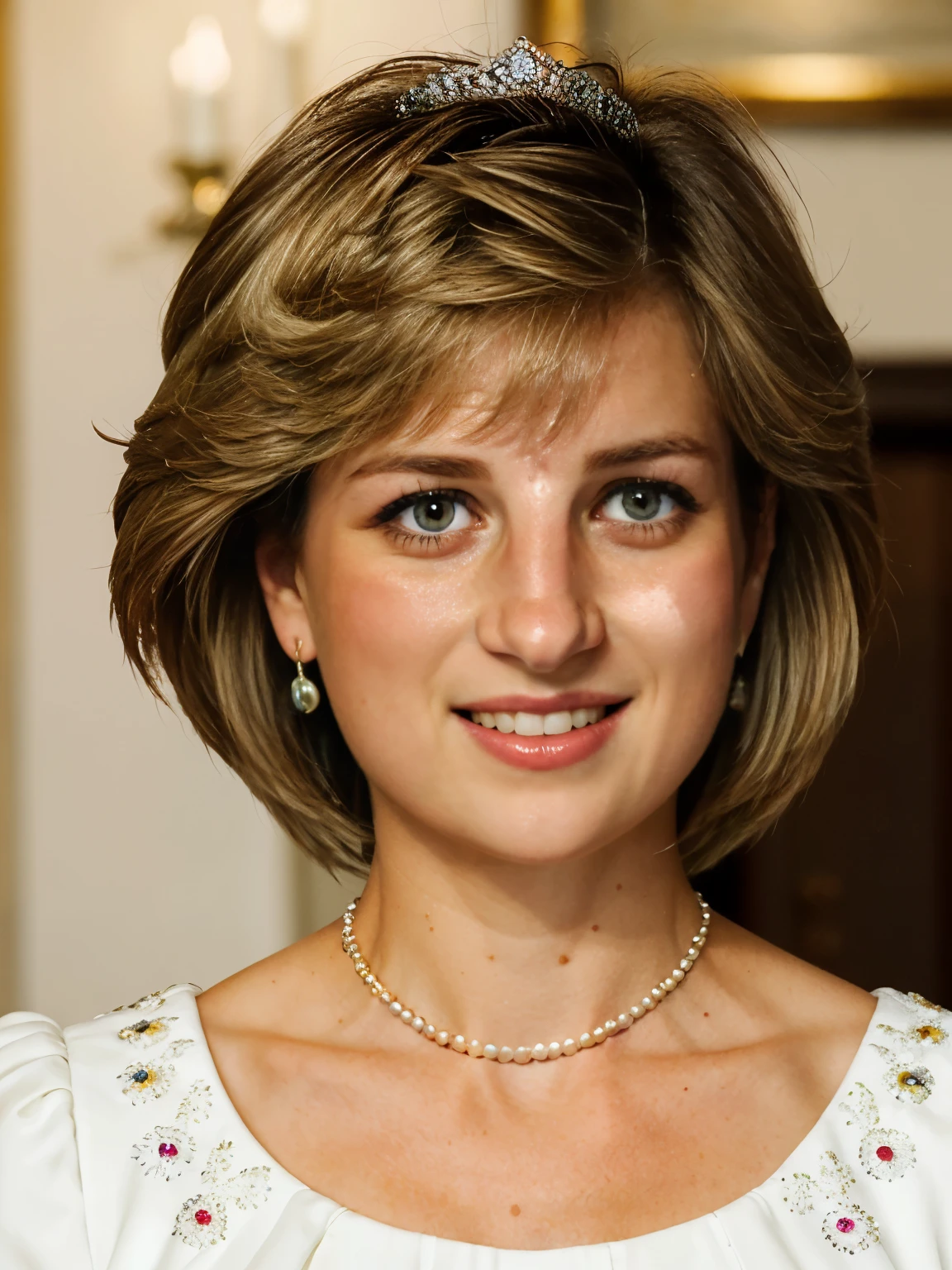 high quality:1.6, hyper realistic:1.6, photorealistic:1.6, (((exact face of Princess Diana))), slight smirk, eyes symmetry, face symmetry, vibrant choli long skirt, (((bare midriff, round deep navel))), intricately detailed face skin texture, standing in a living room, color splashes, cinematic lighting, depth of field, vibrant and splashing rich colors