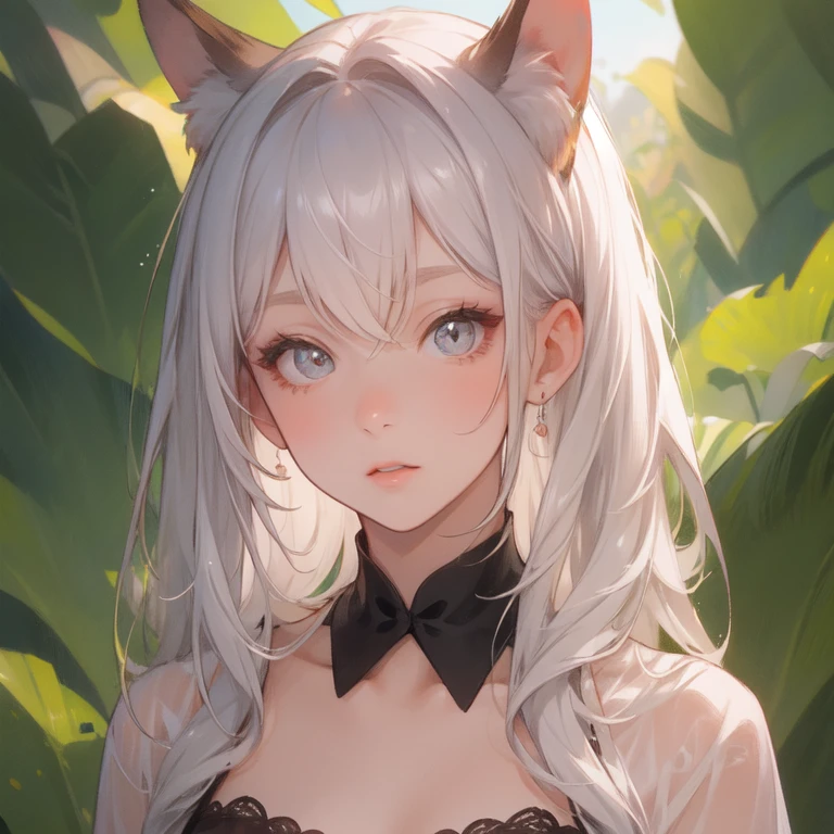 Animal ears girl On all fours A glimpse of her breasts from her neck Random Hairstyles