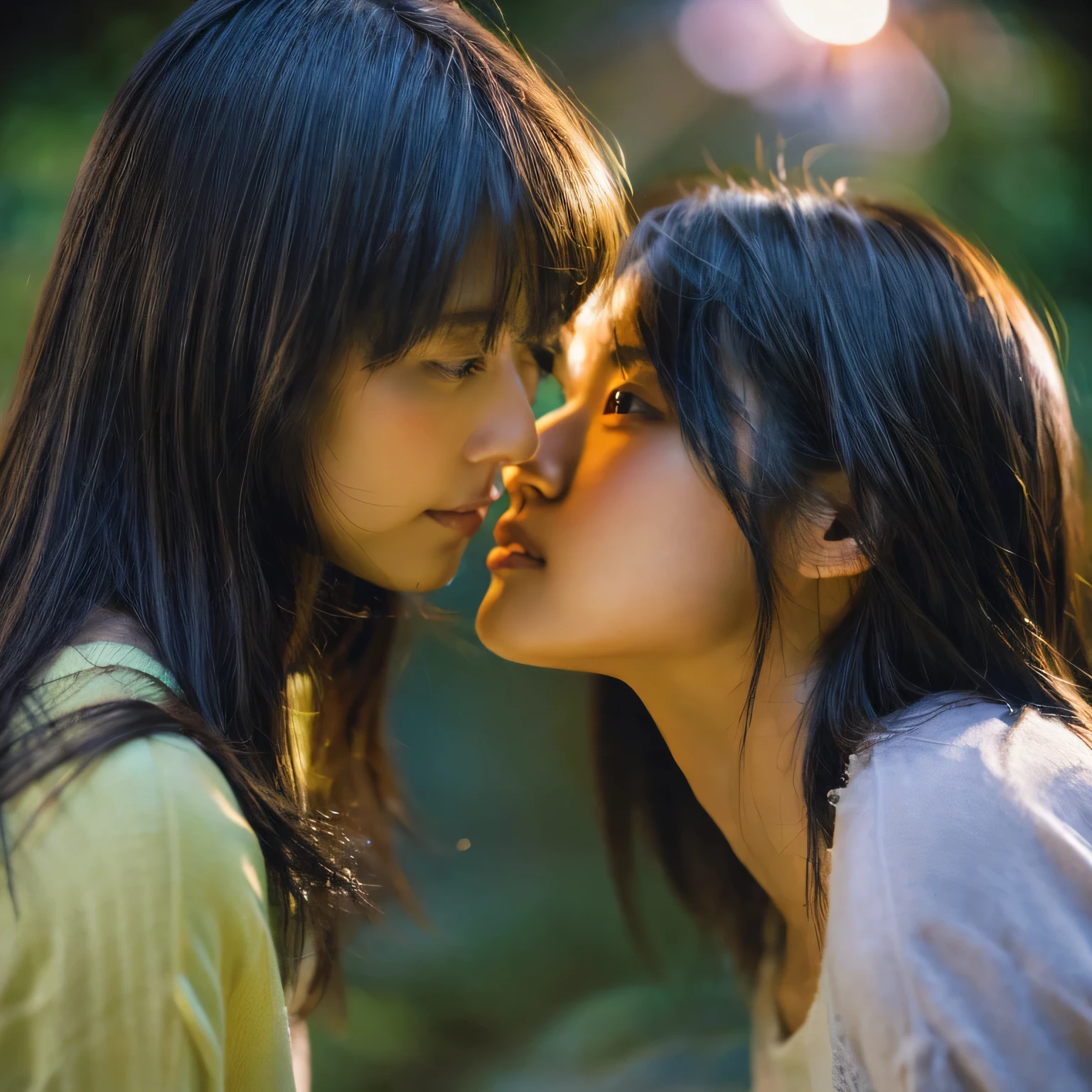Two beautiful Japanese women kissing、、Highly detailed CG Unity 32k wallpaper, realistic , photo-realistic , Raw photo , High-definition RAW color photo , professional photos , highest quality , 超A high resolution , Super detailed , official photo . Losing focus , detailed shadow , soft lighting , Bokeh , bloom , light from the front , cinematic lighting , light shines on your face , beautiful lighting , retro environment , camera flash , polaroid photo , i will fix it , gradual tone , film grain .