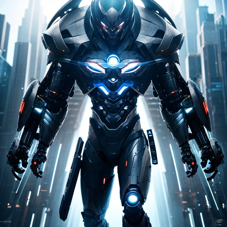 Generate a detailed male human-cyborg hybrid, This prompt is、Creates detailed and compelling depictions of human cyborg hybrids。, organic、Mechanical、Showcasing a seamless fusion of cybernetic elements. Fighter-class cyborgs are supposed to have advanced technology., Seamless integration with biological features, the result、Let the imagination run wild、A terrifying and visually beautiful being was born.。. This unique design balances the natural world with cutting edge technology.。,  