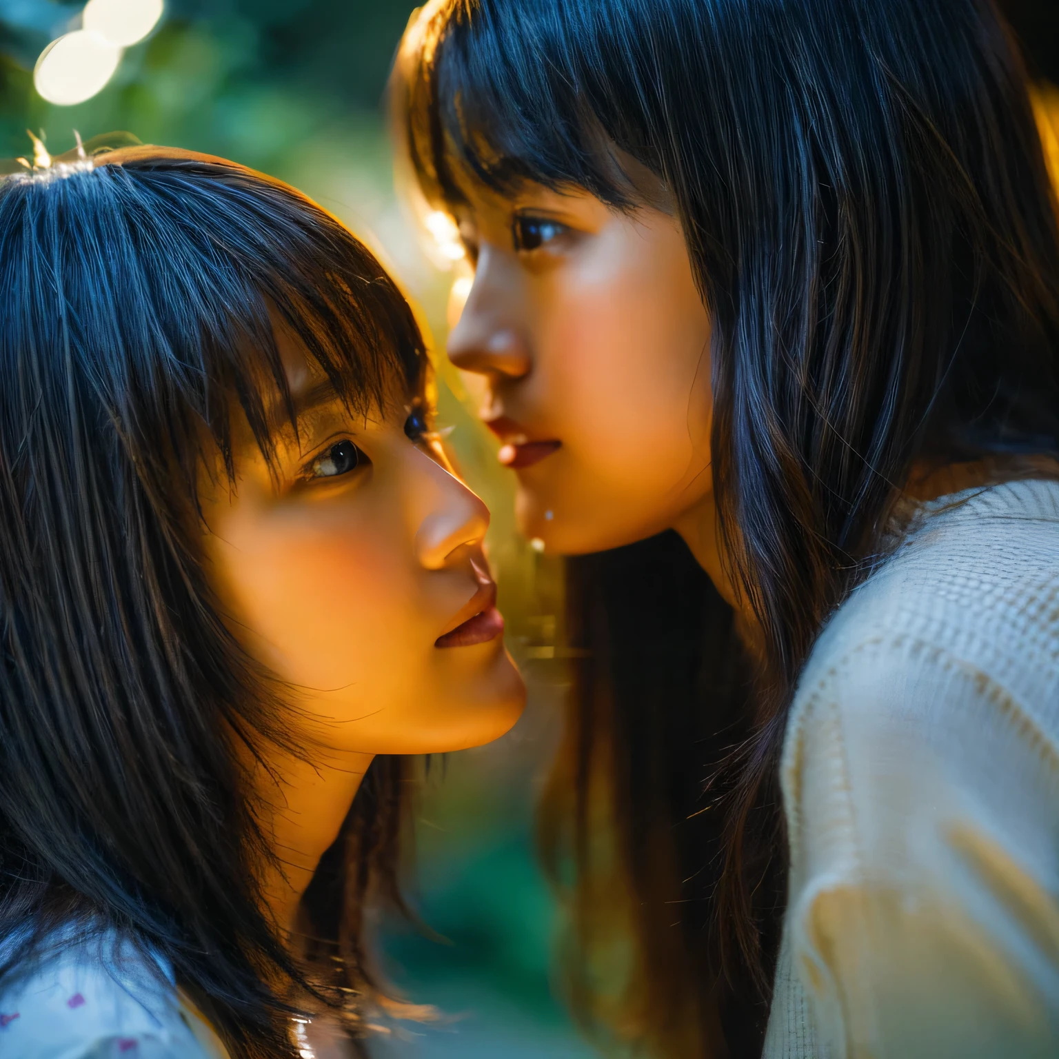 Two beautiful Japanese women kissing、、Highly detailed CG Unity 32k wallpaper, realistic , photo-realistic , Raw photo , High-definition RAW color photo , professional photos , highest quality , 超A high resolution , Super detailed , official photo . Losing focus , detailed shadow , soft lighting , Bokeh , bloom , light from the front , cinematic lighting , light shines on your face , beautiful lighting , retro environment , camera flash , polaroid photo , i will fix it , gradual tone , film grain .
