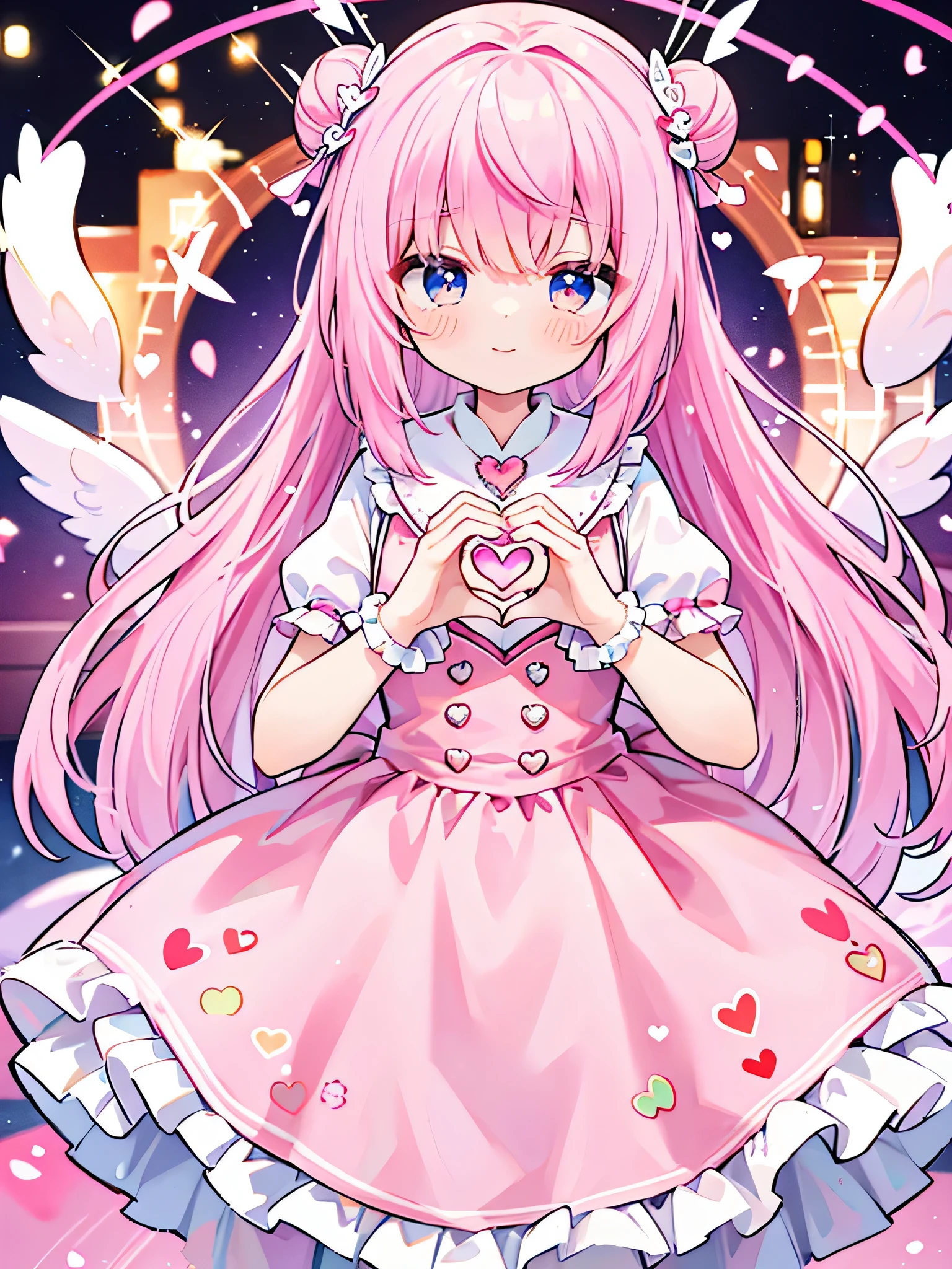 super high quality Super high quality masterpiece Idol Dress make a heart with your hands pink hair Cute Heart