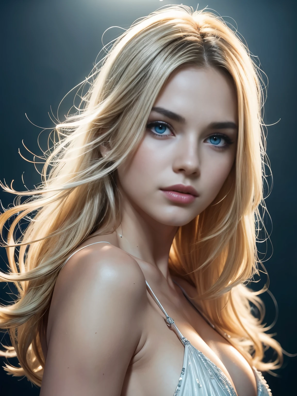 an ultra hot gorgeous european woman, wavy blonde hair floating in the wind, age 23, she's a playmate, men magazine model, she's the embodiment of winter. Perfect anatomy, Perfect eyes, perfect hands, perfect body, perfect hair, perfect breast, accurate, UHD, retina, masterpiece, anatomically correct, textured skin, super detail, high details, high quality, award winning, best quality, highres, 16k, 8k, 1woman, (Ultra realistic, high res), (highly detailed eyes, highly detailed hair, highly detailed face, highly detailed plump lips), (off shoulder with open breasts), breasts, upper body, caute smile, (best quality:1.4), Raw photo, (realistic, photo-realistic:1.37), professional photography, cinematic light, (fine face: 1.2),fashion model 20 years old, cute, [[[[pure eyes]]]], [[[[closeup]]]], [[[[chest]]]], [[[[neck]]]], [[[[shoulders]]]], perfect eyes, perfect iris, perfect lips, perfect teeth, perfect skin, soft front light, glow, HDR, (muted colors:1.2), Retrato da mulher、white skin、((cabelo Castanho ondas suaves)) Best Blanco Romantico、8k resolution、Frente Illuminada、アメリカの女の子のPortrait、solo、20-year-old、beautiful face、Upper body、medium side cut、beautiful blonde hair、beautiful little face woman, solo,　black theme,　look at the audience,one woman, It&#39;s real, Wolfsan-6500-V1.3, anime、animeスタイル、beautiful diamond eyes、20 year old american girl、braided hair、swimsuit、portrait beautiful detailed woman, very detailedな青い顔, Reality, beautiful narrow blue eyes, huge file size, Super detailed, High resolution, very detailed, highest quality, masterpiece, An illustration, very detailed, ticker, Unite, 8K painting wallpaper, fine, fine details, masterpiece, highest quality, Hvery detailed ticker uniform 8K wallpaper, face light movie lighting、cuteブラウス, dark background, oil, masterpiece, diffused soft film lighting, Portrait, highest quality (perfect face:1.4),stunning girl pictures,(8K and、photorealistic:1.25) 、(lip gloss、eyelashes、shiny face、shiny skin、highest quality、超High resolution、Depth of the bounds written、chromatic aberration、caustic road lighting、natural shading、sexy 1girl, Extremely cute, Amazing face and eyes, (Beautiful lovely smile), (extremely detailed beautiful face), bright and shiny lips, (cute bikini:1.3), (very elaborate lace bra:1.5), smooth skin, super beautiful, attractive, (Best Quality:1.4), (hyper quality), (Ultra-detailed), (hyper-realistic, Photorealsitic:1.37), Authentic skin texture, complex details, extremely detailed CG unified 8k wallpaper, RAW Photos, profession