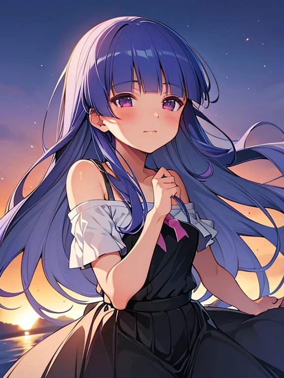 (furude rika),highest quality, masterpiece, ultra high resolution, Raw photo, 1 girl, off shoulder, cinematic lighting, kissing pose,
