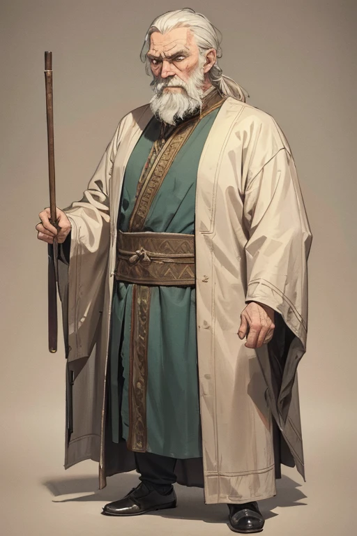 distinguished old noble lord standing, bored, uninterested, slavic clothes, ((grizzled old man))