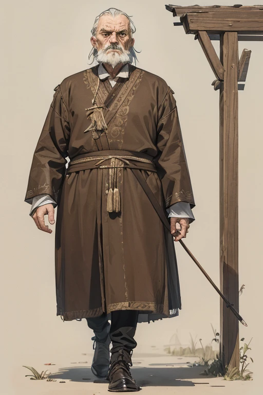 distinguished old noble lord walking, bored, uninterested, slavic clothes, ((grizzled old man))
