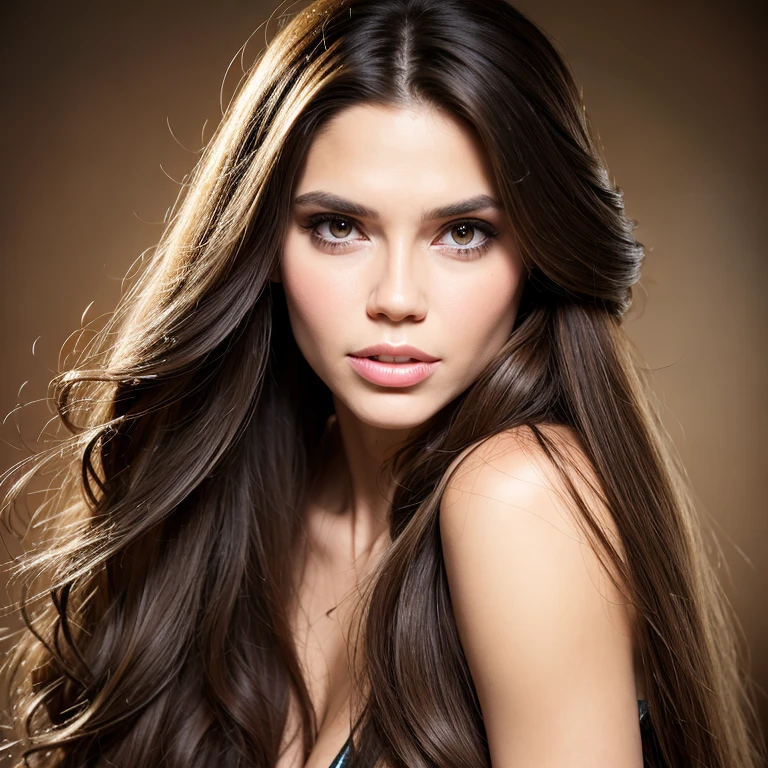 priority-enhancement:face-focused_high-quality, photo of an attractive brunet woman with long hair, looking at the camera, portrait photography, in the style of studio lighting, shot on Hasselblad 500 C/M --ar 73:128 --stylize 750