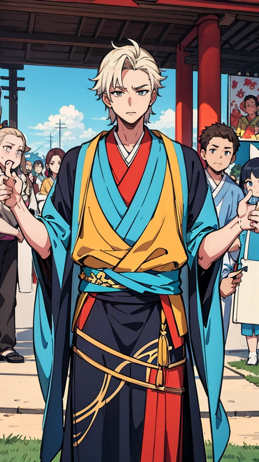 best quality，Japanese cartoons，merge，rich and colorful，bright colors，illustration，Art style，fantasy，actual，(masterpiece), (photo_(Moderate):1.0),Smooth,sharp focus,（male：1.1）