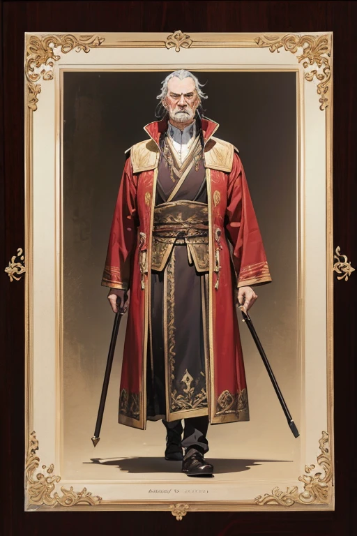 distinguished old noble lord walking, bored, uninterested, slavic clothes
