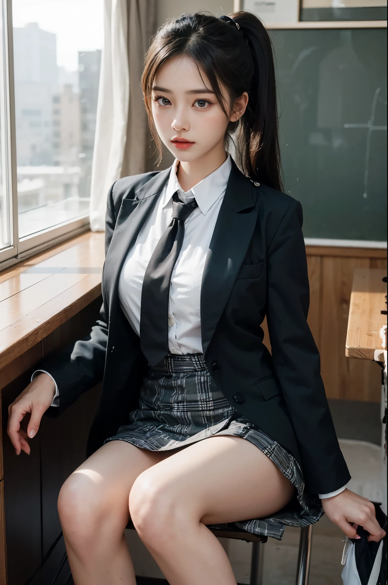 8k, highest quality, ultra detailed:1.37), Eliana, ((18 years)), a beautiful Asian girl, ((proudly stands in a military uniform)), representing her role as a soldier, ((She wears a fitted Purple dress)), The high-resolution image captures ultra-detailed realism, highlighting Eliana's determined expression, piercing eyes, and confident stance. The backdrop showcases an forest, adding to the authenticity and significance of the image. This visually striking representation showcases Eliana's strength and dedication as a soldier, cute knees, ((Lake)), ((Pine trees)), ((Detailed face)), ((Perfect body figure)), ((Detailed hair)), ((Detailed Dress)),