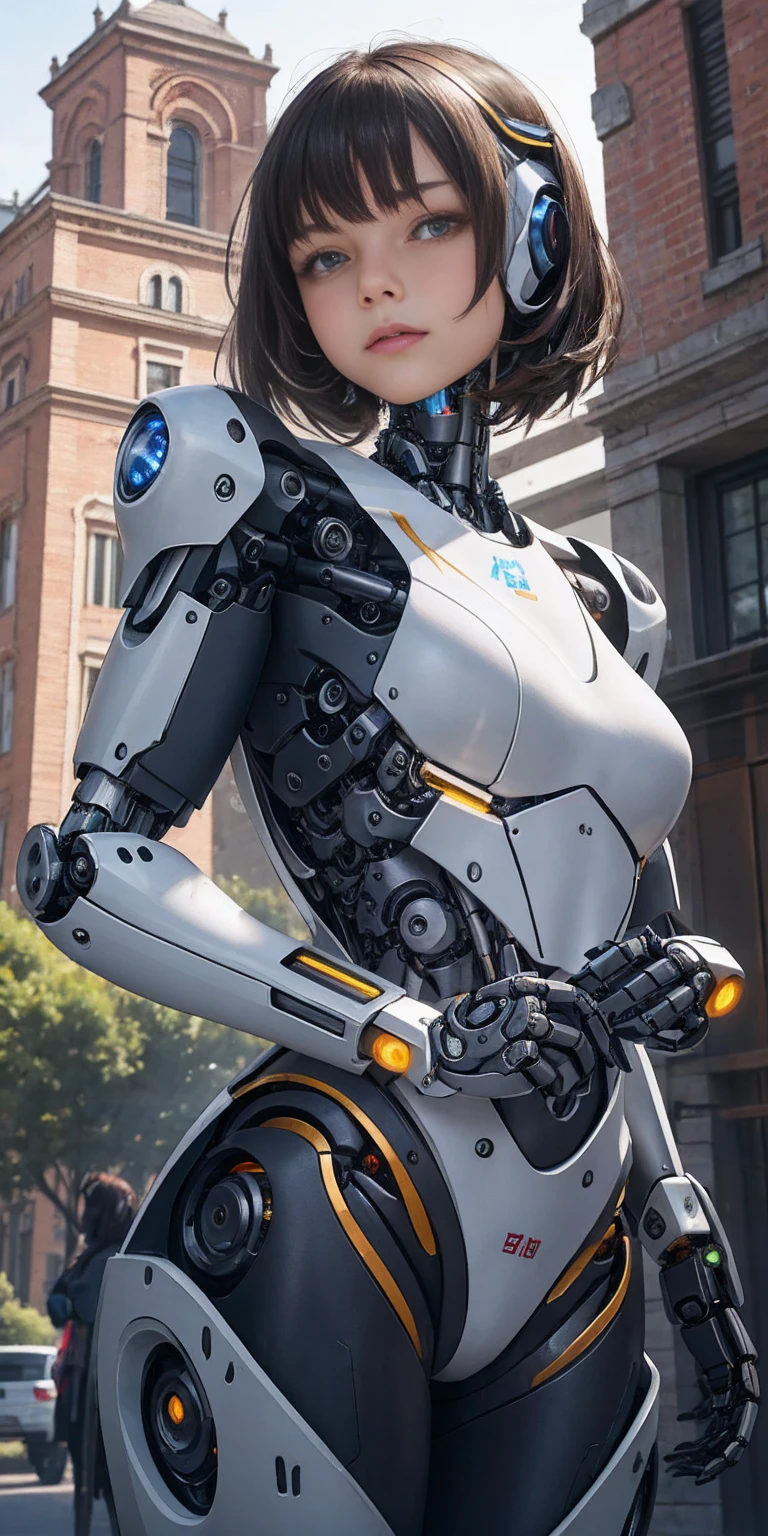 There is a woman in a robot suit posing next to an ancient building, Beautiful white girl half cyborg, Cute cyborg girl, Beautiful girl cyborg, Perfect Robot Girl, Cyborg girl, Young cyborg grady, Beautiful Female Robot, Beautiful robot woman, cyborg girl, perfect cyborg female, porcelain cyborg, Female robot, Beautiful cyborg images