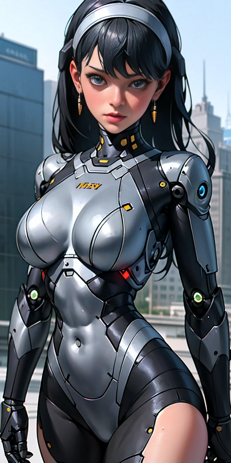 ((highest quality)), ((masterpiece)), (cinematic aesthetic:1.4) big breastsロボット、The robot woman is a Japanese woman in her 40s..、Silver metallic robot body、Three Robots、glamorous robot body、Large Metal Robot Chest、big breasts、nipple、areola、black hair、antenna-like ears、green eyes、The face has a dividing line engraved on it., Make yourself look like a robot.、robot-like pose、robot-like movements、Expressive mature robot、The inside of an electronic brain is exposed、Internal components are exposed、Composition that shows the whole body、Fusion scene、camel toe、huge tit、Nipple Puffs、cleavage、Plump、Super big breasts、super big butt、Full Contact、docking、robocop、The cutest in the world、Nipple Link、Chest Open Attack、full body photo、Group photo、multiple、Boob missiles