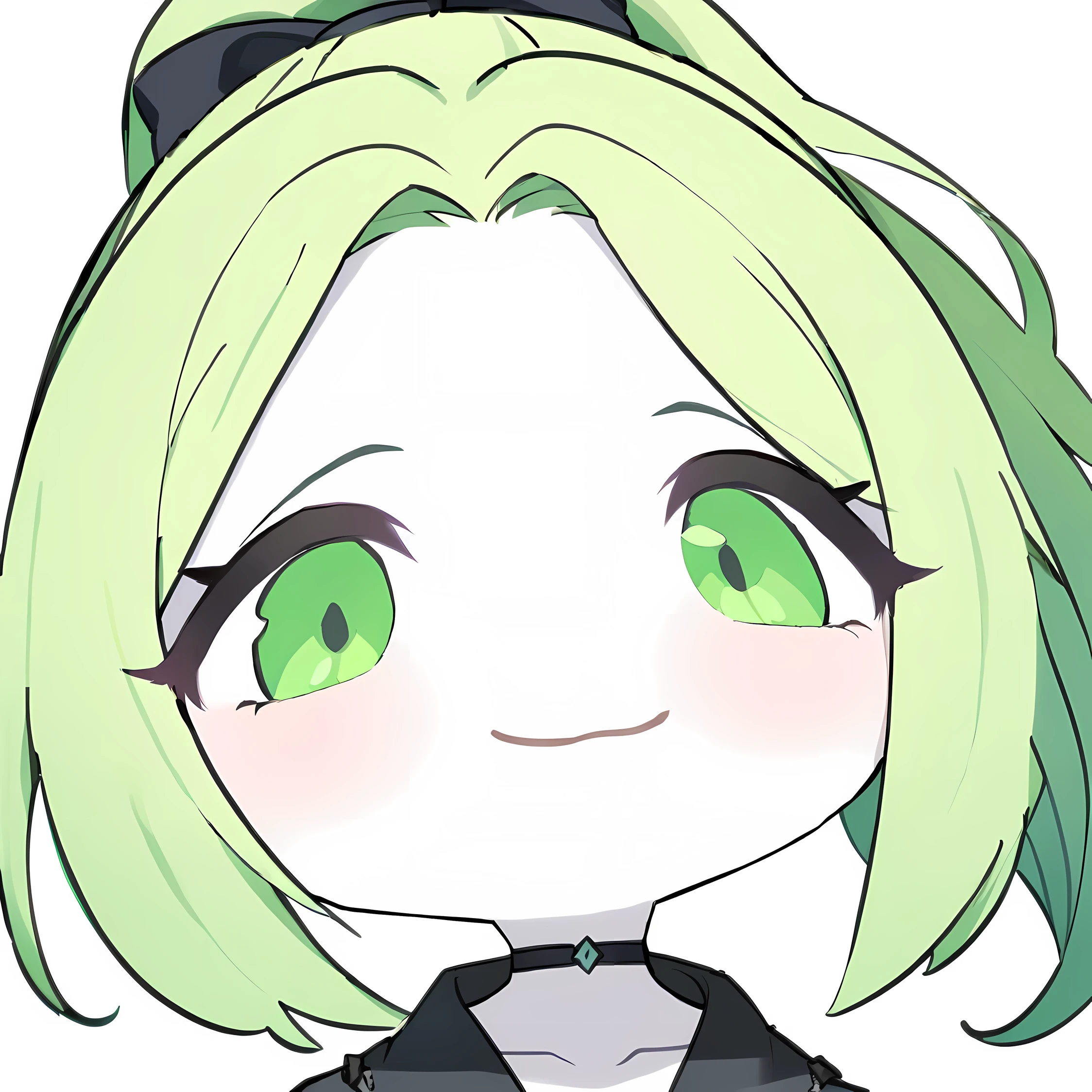 detailed, (masterpiece:1.2), (pale_skin:1.2), (solo:1.2), (female), slender, (green hair), green eyes, ponytail, smug