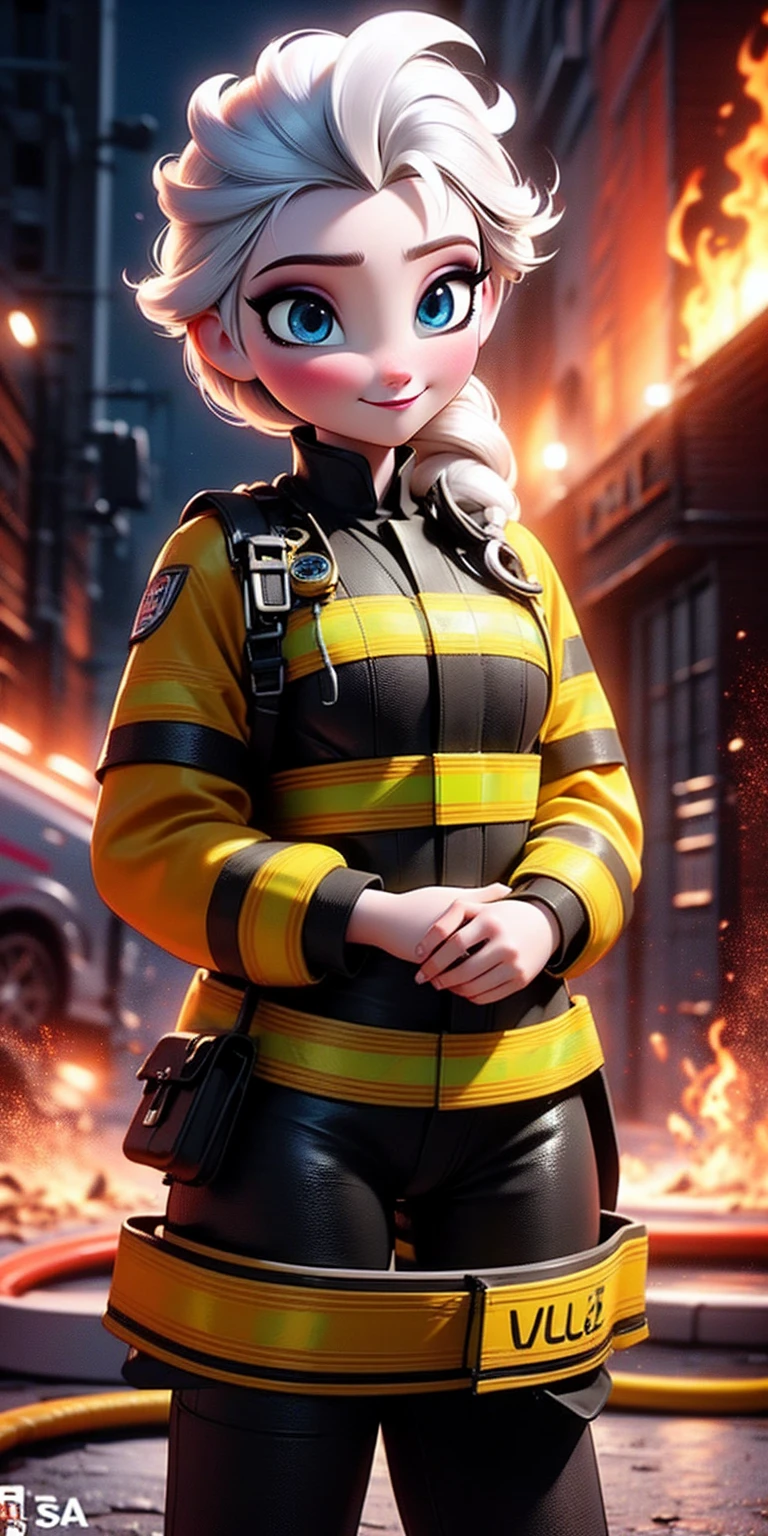 (nsfw, vulgar art:1.2), (2d style:1.2), (artwork:1.2), (lineart:1.33), , by (Satoshi Kon:1.2) BREAK, best quality, masterpiece, 8k, (hdr:1.1), (cinematic:1.2), (firefighter's outfit, firefighter's outfit:1.4), (medium breast:1), elsa of arendelle, long hair, smile, blue eyes, (blonde hair:1.3), braid, single braid