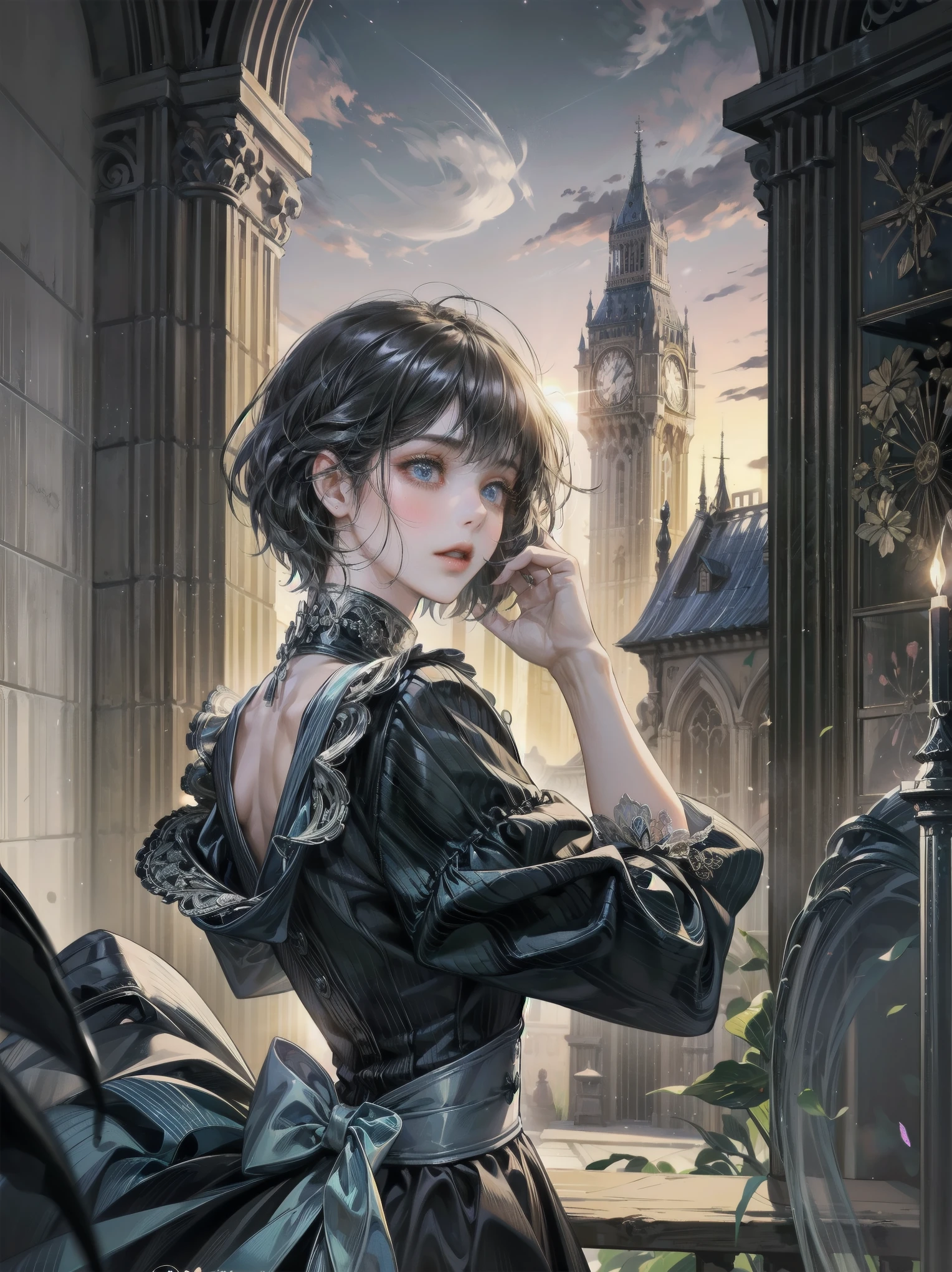 Absurd, high resolution, ultra-detailed, (1 girl:1.3), broken, design a beautiful temple scene, intricate architecture, lush gardens, and a sense of peace and spirituality. Broken, creating an image of a destructive demon with terrifying features, dark powers, and a thirst for chaos and destruction. Broken, designed with a fisheye effect image that captures a wide field of view with a unique curved viewing angle. Break to create rooftop views in urban environments with panoramic cityscapes, dramatic skylines, and a sense of elevation. Break , illustrating the tender moments between parents and children, capturing their bonds, love, and connection. Broken, using pointillism to illustrate images, carefully placed tiny dots of color to create a cohesive and visually stunning whole.