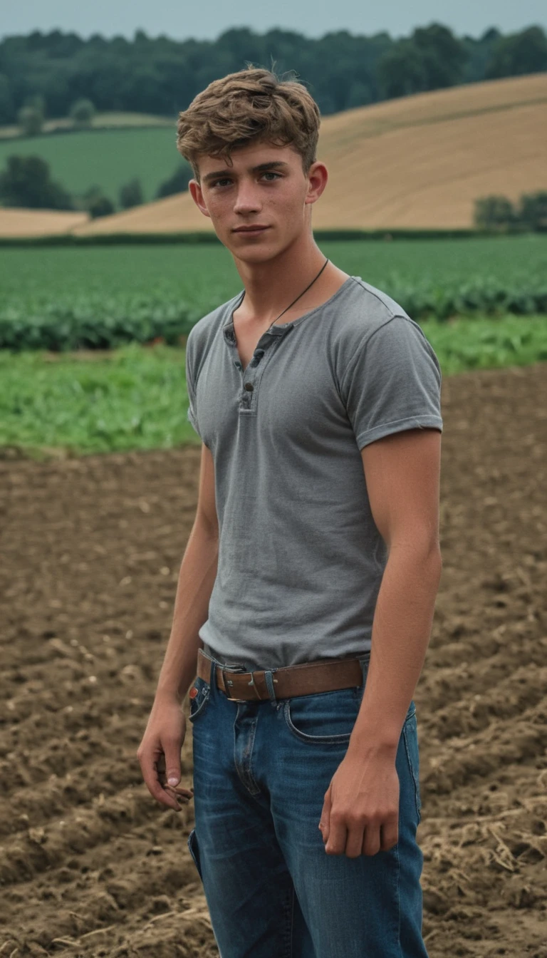 Realistic cinematic amateur photo posted to facebook,handsome Young men (rural farmer) ,Fujifilm XT3, Canon R5 