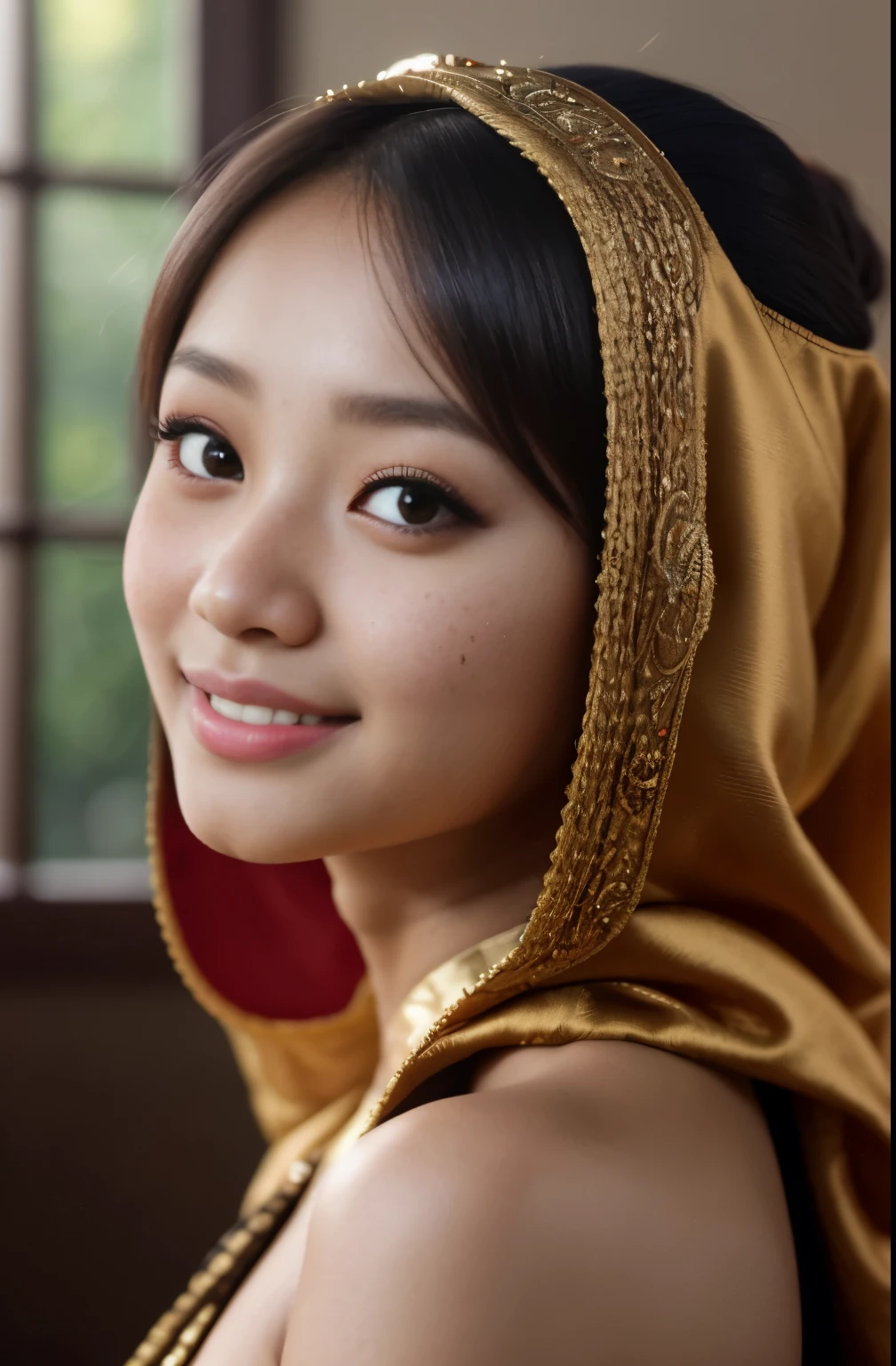 tzuyu, iu, yooa, 2girls, bellydancer, cleavage,  two beautiful teen javanese and chinese girls with hijab and few soft freckles, mole below eyes, detail skin texture, smile, , dramatic light , Rembrandt lighting scheme, (hyperrealism:1.2), (8K UHD:1.2), (photorealistic:1.2), shot with Canon EOS 5D Mark IV, detailed face, detailed skin texture, 35mm, over-the-shoulder shot,cool-toned color grading, Deep Focus cinematography effect, Natural Lighting, high quality, ultra detail, 8k resolution,