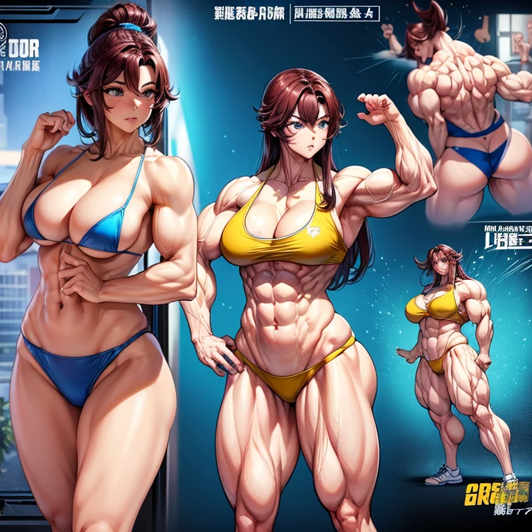 Close-up of a person in a bikini posing for a photo, muscle发达的 girl, muscle发达的!!, Bodybuilding Superhero Bikini, muscle发达的!, bursting with muscles, feminine and muscle发达的, The strongest posture, muscle发达的!!!, large muscles, muscle发达的! fantasy, a muscle发达的, strong posture, massive muscles, Cute y assery beautiful. big muscles, muscle, big muscles