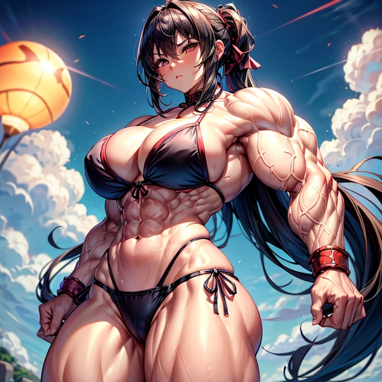Close-up of a person in a bikini posing for a photo, muscle发达的 girl, muscle发达的!!, Bodybuilding Superhero Bikini, muscle发达的!, bursting with muscles, feminine and muscle发达的, The strongest posture, muscle发达的!!!, large muscles, muscle发达的! fantasy, a muscle发达的, strong posture, massive muscles, Cute sexy ass, very beautiful. big muscles, muscle, big muscles