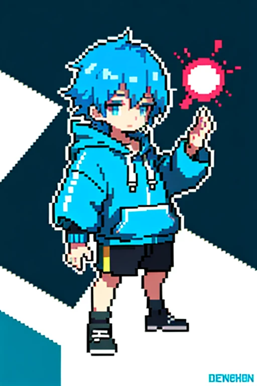 Pixel art style,8k,anime, boy, kpop hair, oversized hoodie