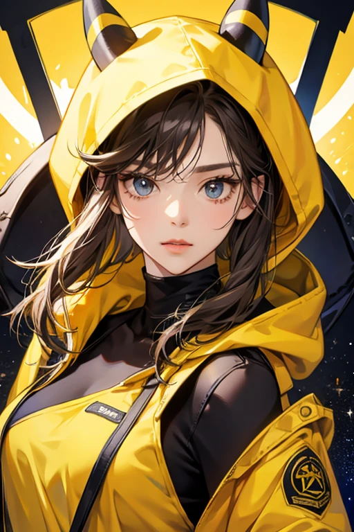 she has yellow-tinted skin and wears a yellow hoodie with black stripes which makes her resemble her original bee form. Under her hood, she has brown locks of hair. Interestingly, she appears to be still female and is not gender-swapped like all of the other characters from the prime universe. SPARKLE; GLITTER