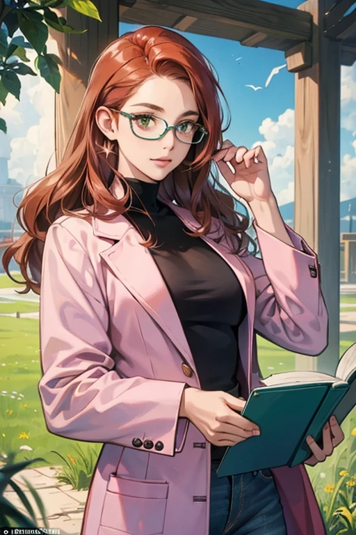Betty is an adult woman appearing to have pinkish skin and auburn hair. In a picture on Simon Petrikov's wall, Betty is seen wearing stylish glasses, a green turtleneck and a pair of blue jeans. In another picture, Betty is wearing a lab coat. This might suggest that she was in a field of study, such as science or medicine. Some time after being brought to present-day Ooo, she switched from her teardrop-shaped glasses to more angular-shaped glasses with thick frames. SPARKLE; GLITTER