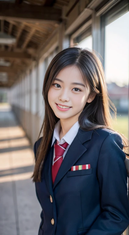 Girl and girl, ((uniform)), light smile, sitting, outdoor, pool,