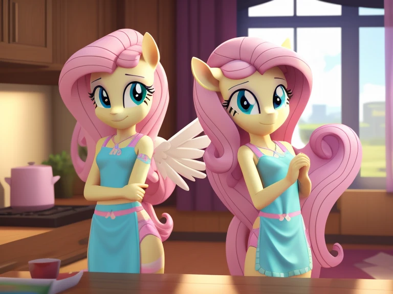 An anthropomorphic young fluttershy, wearing only underwear, translucent underwear, spread wings, open arms, standing, waiting in the room, young, pony close to teenage girl, Low poly rendering by senior environment artist, Polycount trends, furry art, adorable digital paintings, cute 3d rendering, from overwatch, Super detailed rendering, cute detailed digital art, Highly detailed soft lighting, yellow pony, Stylized as a 3D rendering, Cute pony anime visuals, nsfw
