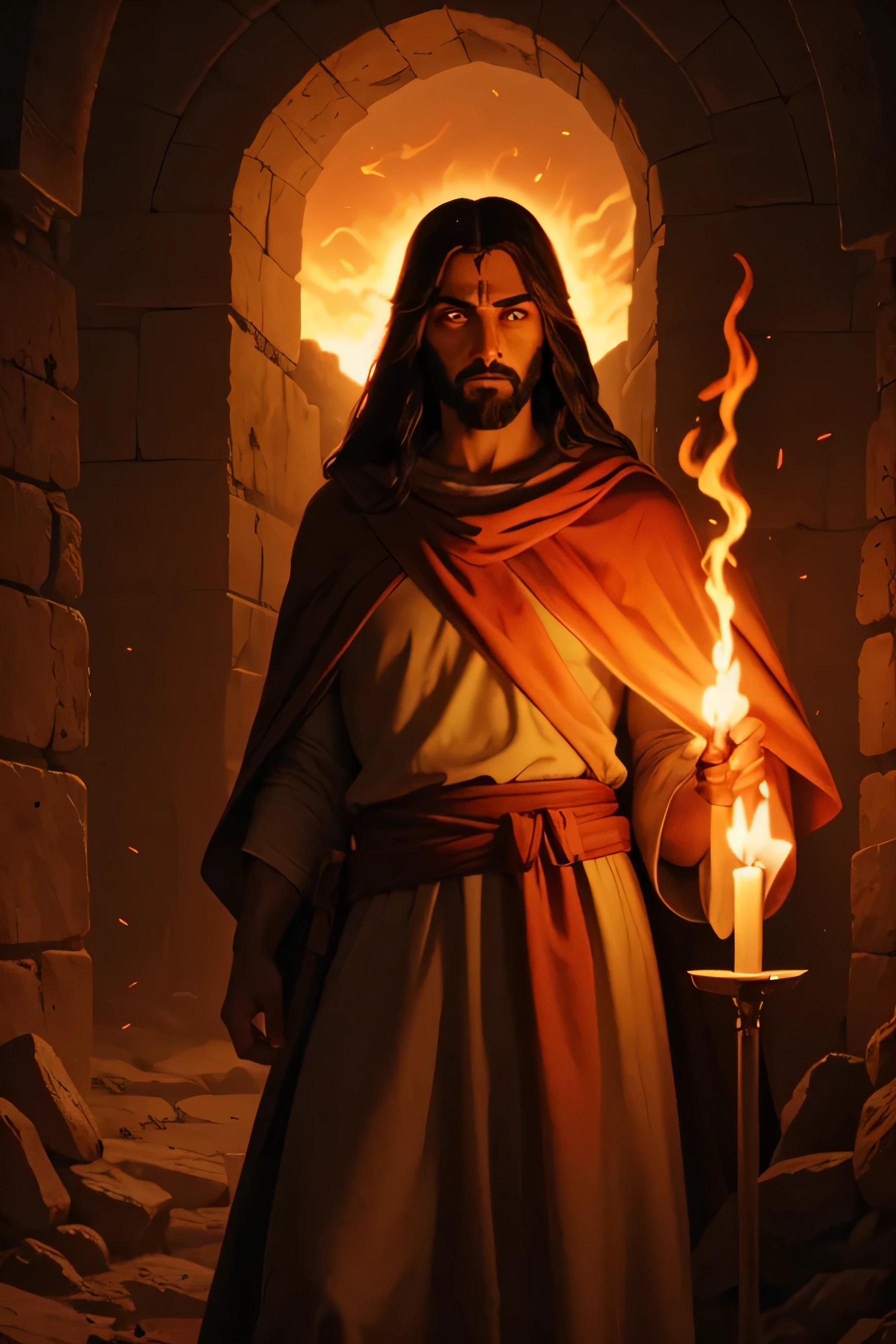 Jesus of Nazareth with flaming eyes